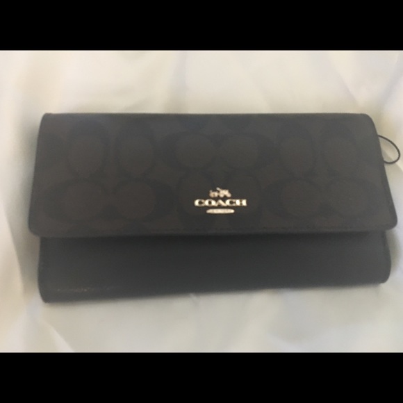 Coach Handbags - Coach Large Brown Signature Wallet